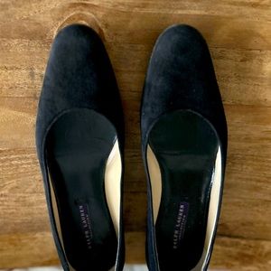 Black suede Ralph Lauren purple label flats